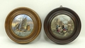A Prattware pot lid, titled verso to mount 'Hauling in the Trawl', and another of 'The Fish-Market',... 