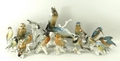 A group of Karl Ens porcelain figures of birds, comprising Coal Tit with a ladybird, Tawny Owl, Jay,... 