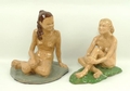 Dapne Webb (British, b.1929); two pottery figures of seated female nudes, 25cm and 23cm high.