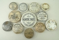 A quantity of Prattware pot lids comprising 'Bloater Paste', 11cm, 'Boots Cold Cream', 7cm, two 'Woo... 