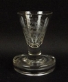 A set of Scottish dram glasses, early 19th century, engraved with the arms of 'George Heriot's Hospi... 