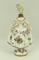 A Samson Chelsea porcelain perfume bottle, late 19th century, in the form of a lady wearing a floral... 