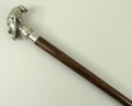 A Victorian palm walking stick with a plated knop cast as an Ottoman's head, 87cm long.