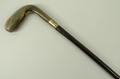 A bamboo Sunday stick, early 20th century, with a horn handle, plated ferrule, 89cm long.