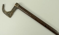 A German walking stick with a brass handle, being a copy of a miner's axe, cast with symbols of mini... 