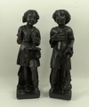 A pair of early 18th century Italian oak carvings, Justice and Temperance, 23cm high.