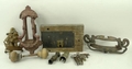 A quantity of door fittings, locks and keys including a door knocker by A Kervick & Sons, No 401, an... 