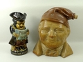 A stoneware spirit cask, early 19th century, modelled as a bust of a gentleman with collar, neckerch... 
