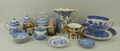 A quantity of ceramics, comprising a Royal Crown Derby loving cup, no 1128, Royal Doulton salt and p... 