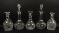A pair of Victorian cut glass globe and shaft decanters and stoppers, 34cm, pair of cut glass decant... 