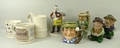 A collection of character jugs comprising Staffordshire 'Golfer', fisherman, Kevin Francis 'Little G... 