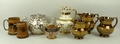 A collection of lustreware and ceramics, comprising an Arthur Wood silver lustre decorated teapot, a... 