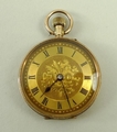 A lady's French 9ct gold pocket watch, with import marks and dated 1916, with engraved face, the cha... 