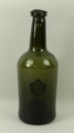 A Jasper Jakes Bury 1788 hand blown green bottle, with name and date seal, 26cm.