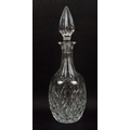 A Royal Brierley cut glass decanter, with tear drop shaped stopper and original label, 33cm.