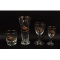 A collection of glassware decorated with pheasants, comprising six cooler tumblers, six tumblers, fi... 