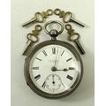 A silver pocket watch, the white dial with Roman numerals and subsidiary dial, J.W. Gibbins, Lincoln... 