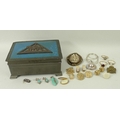 A collection of jewellery and costume jewellery, including three 20th century 9ct gold rings, one se... 