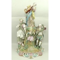 A 19th century porcelain centrepiece figural group, possibly Meissen, comprising five figures amongs... 