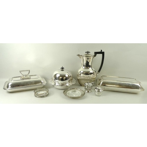 369 - A group of silver and plated wares, comprising two silver mustard pots, a silver butter dish with pi... 