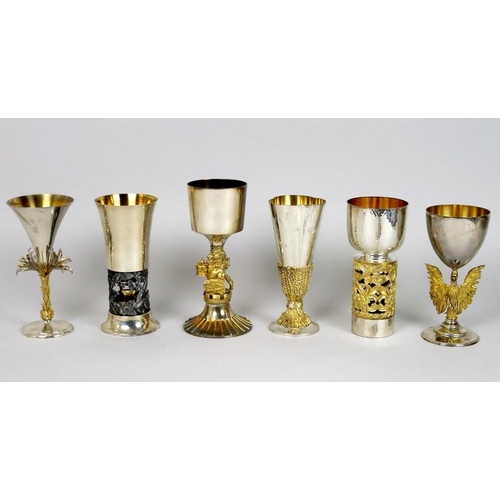 408 - A group of six post war silver gilt commemorative goblets, by Aurum, comprising St Paul's, Hereford,... 