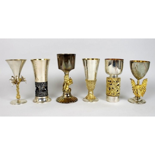 408 - A group of six post war silver gilt commemorative goblets, by Aurum, comprising St Paul's, Hereford,... 