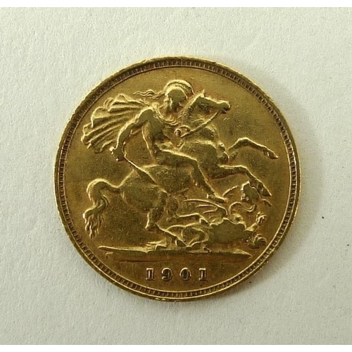 412 - A Victorian gold half sovereign, 1901.