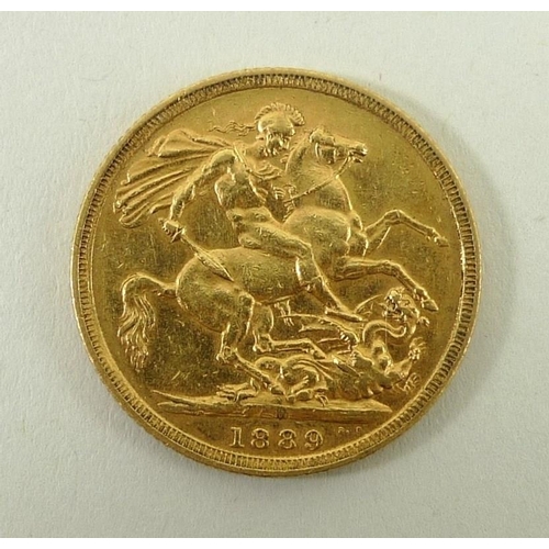 417A - A Victorian gold sovereign, 1889.