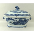 A late 18th / early 19th century Chinese Export tureen and cover of typical canted rectangular form ... 
