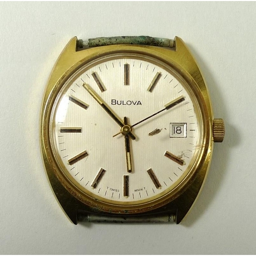 436 - A gentleman's early 1970's Bulova wristwatch, number 3-654830, with wind mechanism, the face with ba... 