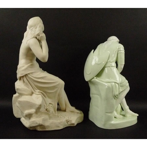 63 - Two 19th century Parian figures, comprising Minton 'Clorinda', signed 'John Bell February 1846', in ... 