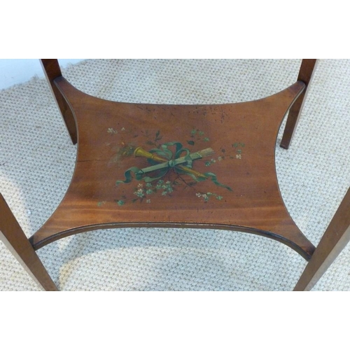 657 - An early 20th century satin walnut veneered vitrine, painted with garlands and ribbons, the lift lid... 