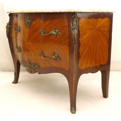 663 - A French 19th century pine, mahogany, kingwood veneered and brass mounted commode with serpentine sh... 