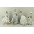 A group of Lladro figurines, comprising The Glass Slipper, 5957, 26cm, Cinderella, 4828, 25cm, Valen... 