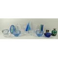 A collection of Continental art glass ornaments, vases and bowls, 20th century, including Murano and... 