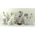 A group of Lladro figurines, comprising Japanese with Fan, 4991, 30cm, A Wish Come True, 7676, 24cm,... 
