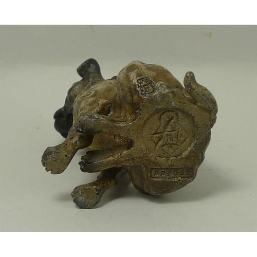 707 - A modern cold painted bronze figure of a pug, in the style of Bergman, bearing marks to base, 7.5cm ... 