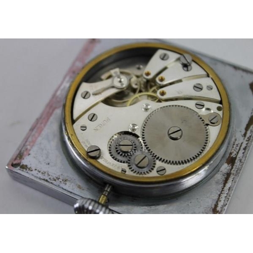 707A - A George V silver cased travelling clock, with 8 day manual wind Swiss Buren 15 jewel movement set i... 