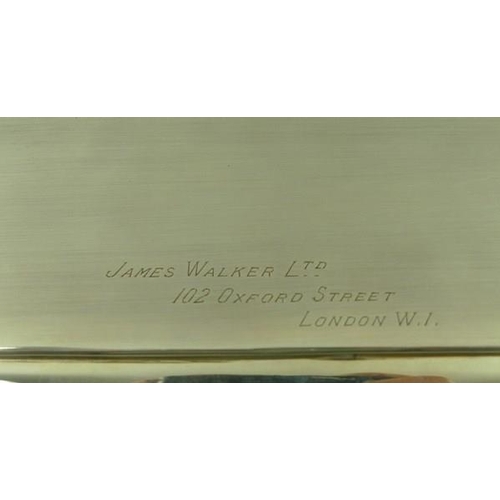 737 - An Edwardian silver tray, rectangular with incuse corners, engraved crest of 'Wandsworth' family, 'W... 