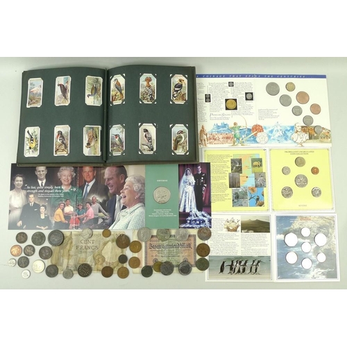 755 - A collection of coins and bank notes comprising young head Victoria pennies George V Straits pennies... 