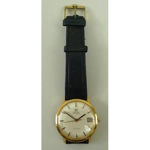 795 - A gentleman's 18ct gold Omega Automatic watch, the gold coloured dial with gold batons and date aper... 