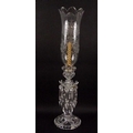 A cut glass single candelabrum, 20th century, with etched glass tulip shaped bowl above stand with t... 