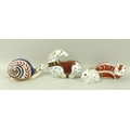 A group of four Royal Crown Derby paperweights, comprising baby rabbit, LIII, 5cm, red fox, LIII, 6c... 