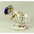 A Royal Crown Derby paperweight, modelled as a ram, LIII, 14cm, boxed.