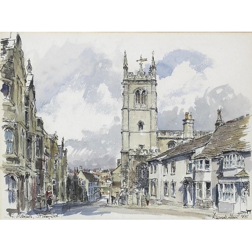 560 - Derek Abel (British, 1925-2008): a pair of watercolours of Stamford, one of Red Lion Square, the oth... 