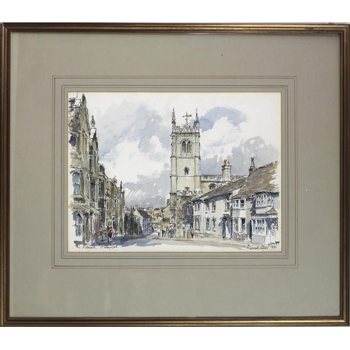 560 - Derek Abel (British, 1925-2008): a pair of watercolours of Stamford, one of Red Lion Square, the oth... 