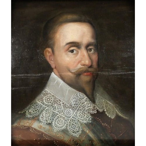 565 - After Anthony Van Dyke (Dutch, 1599-1631): a portrait of King Gustav Adolphus of Gothenburg, oil on ... 