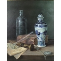 Raymond Campbell (British, b. 1956): a contemporary still life depicting a Chinese crackle glaze jar... 