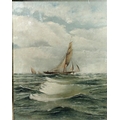 Thomas Bush Hardy (British, 1842-1897): a ketch under full sail on an open sea, re lined, the initia... 