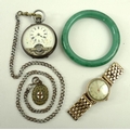 A gentleman's 9ct gold cased Trebex wristwatch, 17 jewel Incabloc movement, circular face with Arabi... 